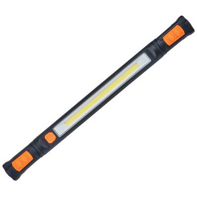 A long, rectangular torch with a black casing and orange ends.
