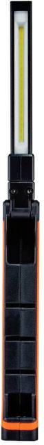 Black and orange LED stick lamp with a narrow, rectangular light panel, ideal for specific illumination.