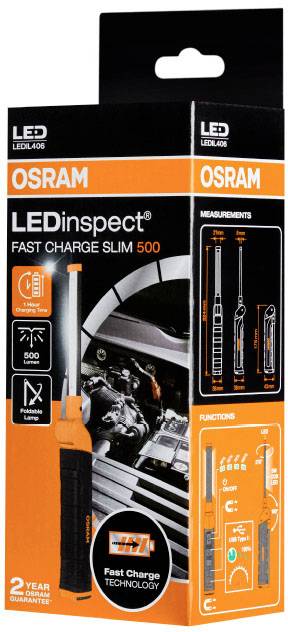 OSRAM LEDIL406 LEDInspect FAST CHARGE SLIM500 LED (monochrome) Work light rechargeable, via USB 500 lm-16