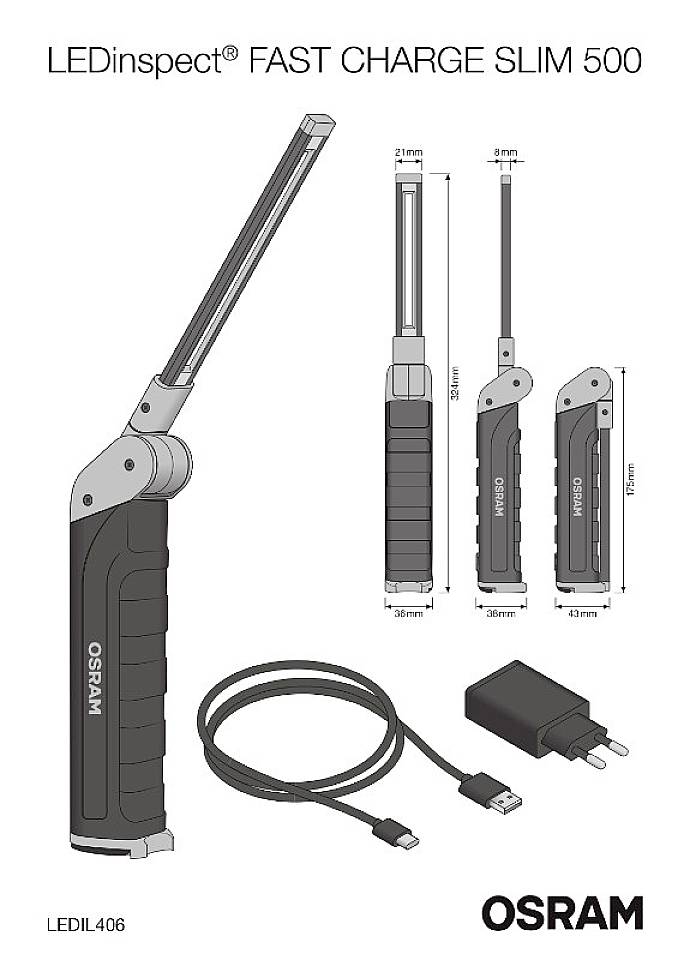 OSRAM LEDIL406 LEDInspect FAST CHARGE SLIM500 LED (monochrome) Work light rechargeable, via USB 500 lm-41