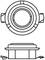Technical drawing of a round, recessed ceiling spotlight. Top view above, side view below with mounted clips visible.