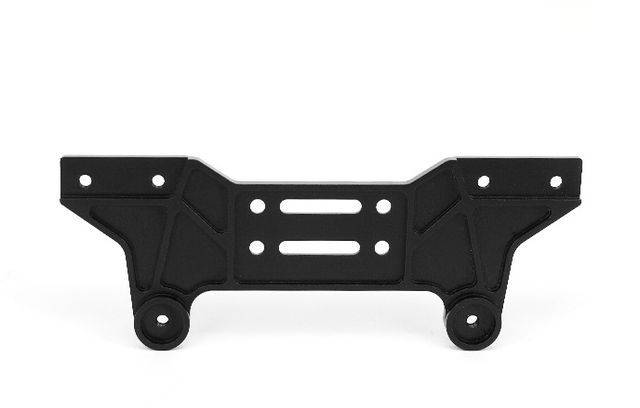 A black metal bracket with symmetrical design and multiple mounting holes, against a white background.