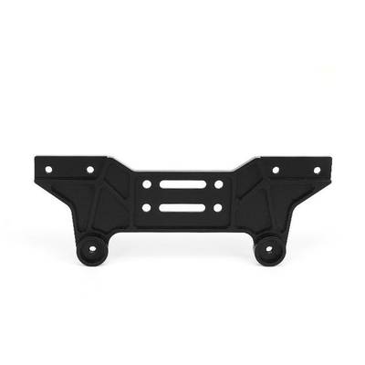 A black metal bracket with symmetrical design and multiple mounting holes, against a white background.