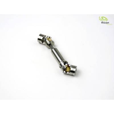 Metallic universal joint with two movable ends, suitable for model-making or mechanics, resting on a white background.