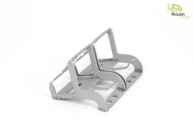 Metal angle frame with multiple holes at the base, used for model-building structures.