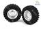 Two large, black off-road tyres with metal rims standing side by side on a white surface. Logos for 'thicon' and 'LESU' in the top right corner.