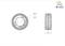 Technical drawing of a tyre with dimensions 146.5 and 75.5 for the diameter and 55.3 for the width. Logos top right.