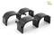 Four black plastic mudguards suitable for model building. They have smooth surfaces and clean edges.
