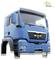 Blue MAN truck cab model with a 'V8' print on the top surface. 'Thicon models' brand logo in the top right corner.