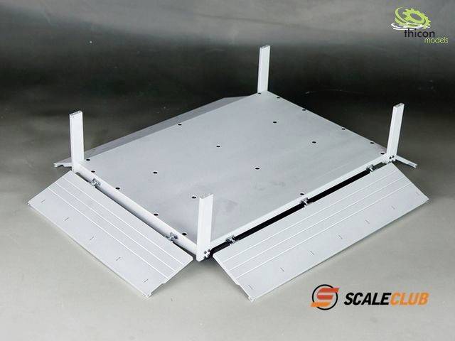 'Ramp construction with four flat ramming supports, suitable for model building. Logos of Scale Club and Thicon Models in the corners.'