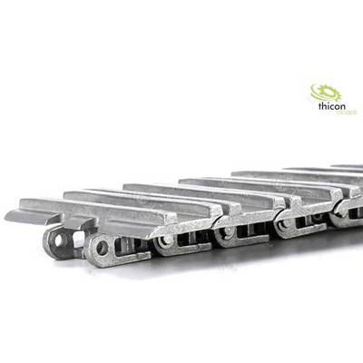 Metal chain links arranged in a row, close-up. Thicon models logo in the top right corner.