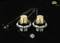 Two mechanical gearbox components with gold-coloured caps and gears on a black background, accompanied by small metal screws.
