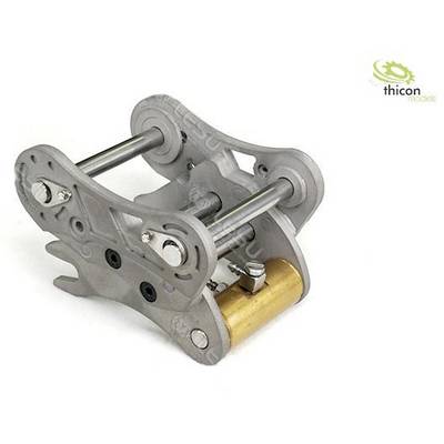 Metal miniature excavator bucket construction kit with movable parts, presented against a white background.