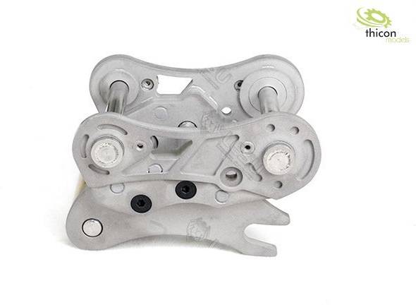 Silver metal parts, presumably a mechanical component with gears and axles, against a white background. Top right reads 'thicon models'.