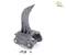Excavator attachment tool with serrated blade, mounted on a platform. Suitable for digging or cutting operations.