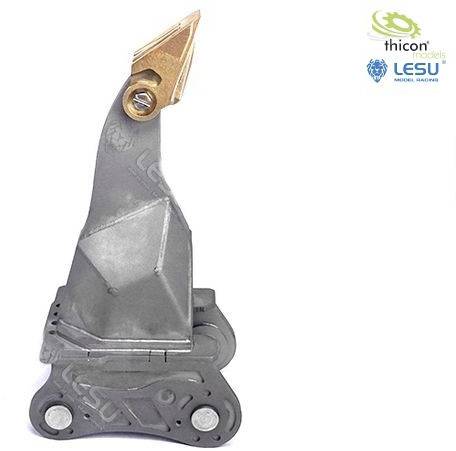 A metallic crane hook with a tapered point, mounted on a base, against a white background. The logos of 'thicon models' and 'LESU' are positioned in the top right corner.