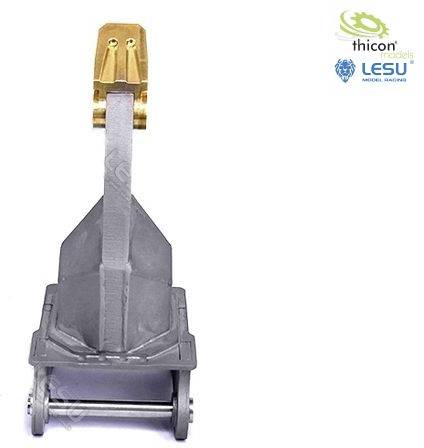 Excavator bucket attachment with 'Thicon' and 'Lesu' brand logos in the top right corner. Made of metal with gold-coloured mounting.