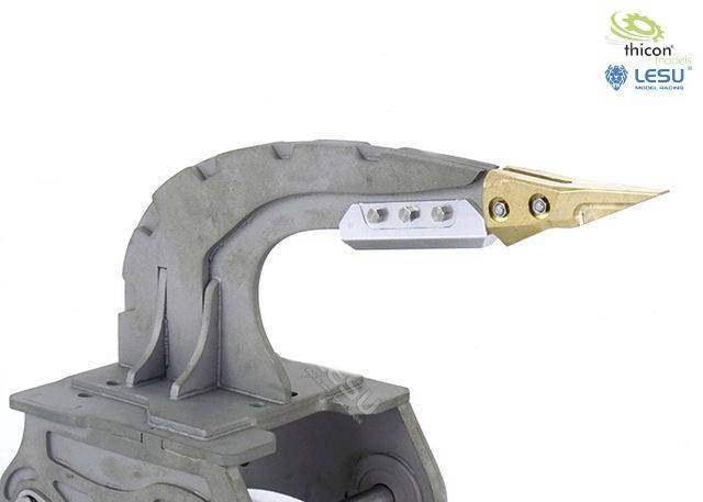 Industrial device with a metallic and brass-tipped end, curved arm, suitable for heavy machinery or tools. Logos in the background.