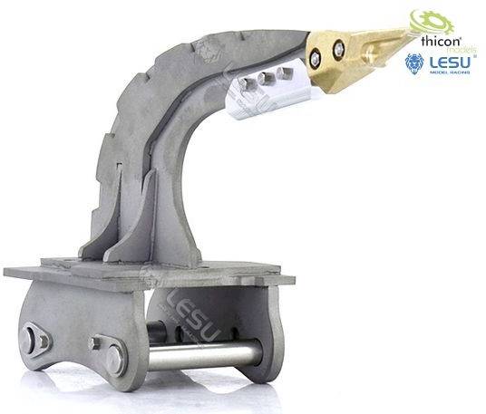 Industrial metal device with various components, mounted on a platform. Text 'thicon models' and 'LESU' in the corner.