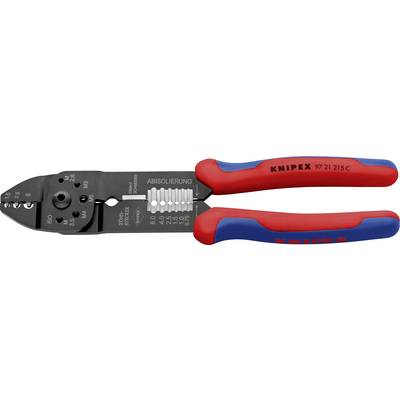 Wire strippers with red and blue handles, suitable for stripping and cutting cables of various sizes.