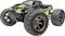 A remote-controlled, black and green toy car with large tyres and a robust design.