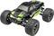 Remote-controlled toy car in black and green, with large tyres and the word 'Warrior' on the side.
