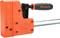 Screw clamp with a black handle and orange body from the Jorgensen brand.