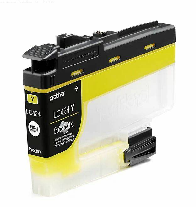 'Brother LC424Y ink cartridge, yellow, compatible with certain printer models.'