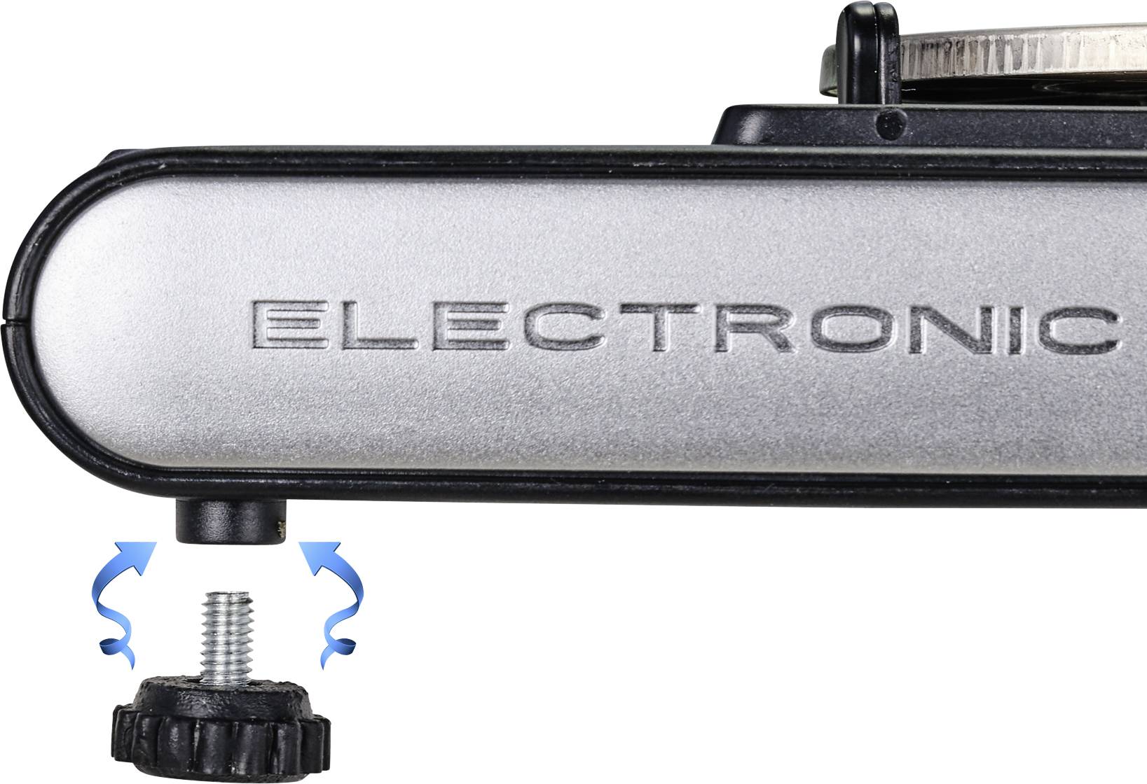 Camera with a removable tripod thread that can be secured or released by turning.