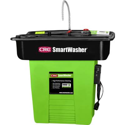 Green cleaning machine with 'CRC SmartWasher' label. Top section featuring a hose and black control panel for high-performance cleaning.