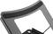 'Close-up of a black metal piece with a rectangular opening and a black padded strip, possibly part of a stand or holder.'