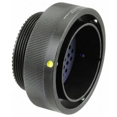 A black, threaded camera lens adapter with a circular opening, grooves on the exterior, and a yellow dot indicating the alignment position.