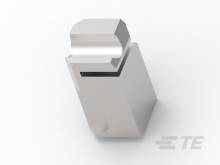 A metallic block with a slotted cut-out in the top left corner. The background is white and unobtrusive.