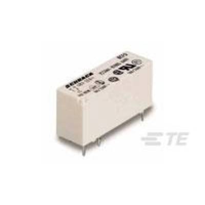 Small, rectangular electrical component with labelling and metal pins for mounting in electronic circuits.