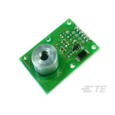 Green electronic module with a silver round component mounted on a small circuit board.