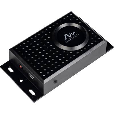 Black electronic marten deterrent box with red LED indicator and Gardigo logo, mountable, for installation in car or garage.