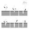 'Illustration shows six steps for hammering in a nail: Turning, Lifting, Increasing angle, Lifting, Inserting and Hammering.'
