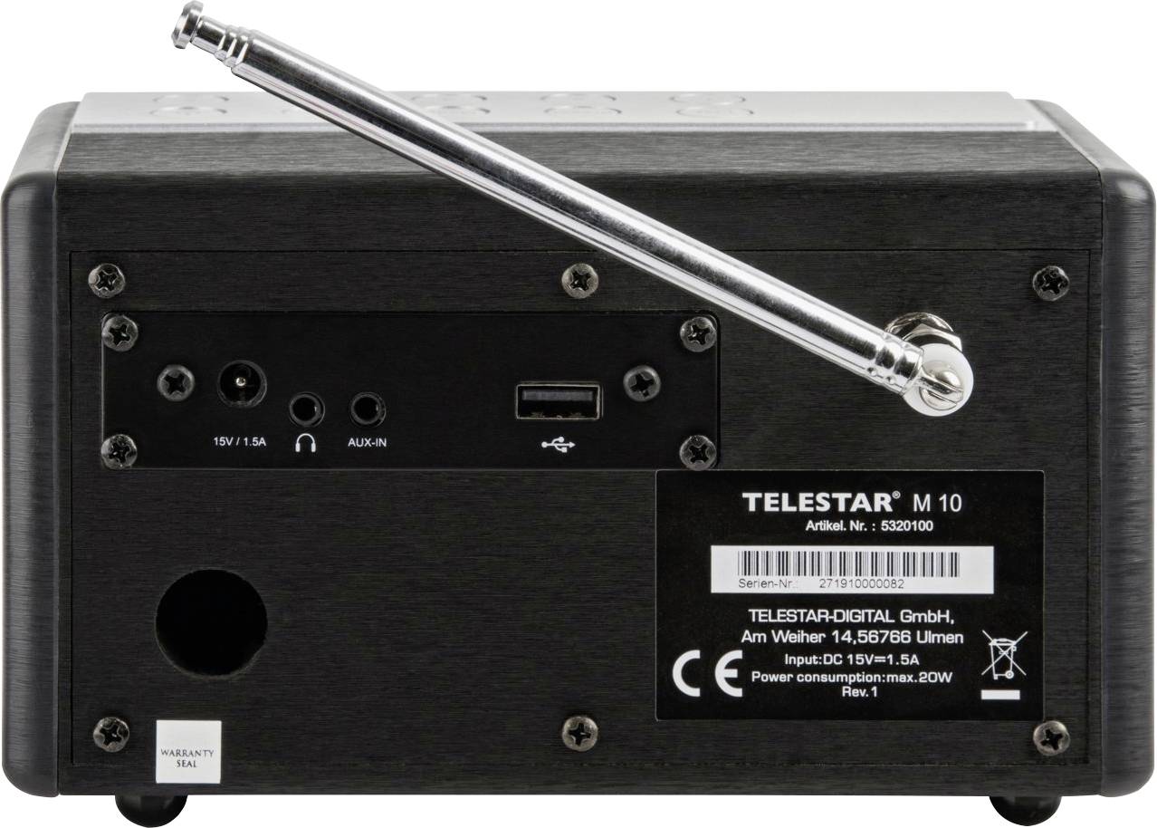 Telestar DIRA M 10 Desk radio DAB+, FM AUX, USB Battery charger, Incl. remote control, Alarm clock Black-4