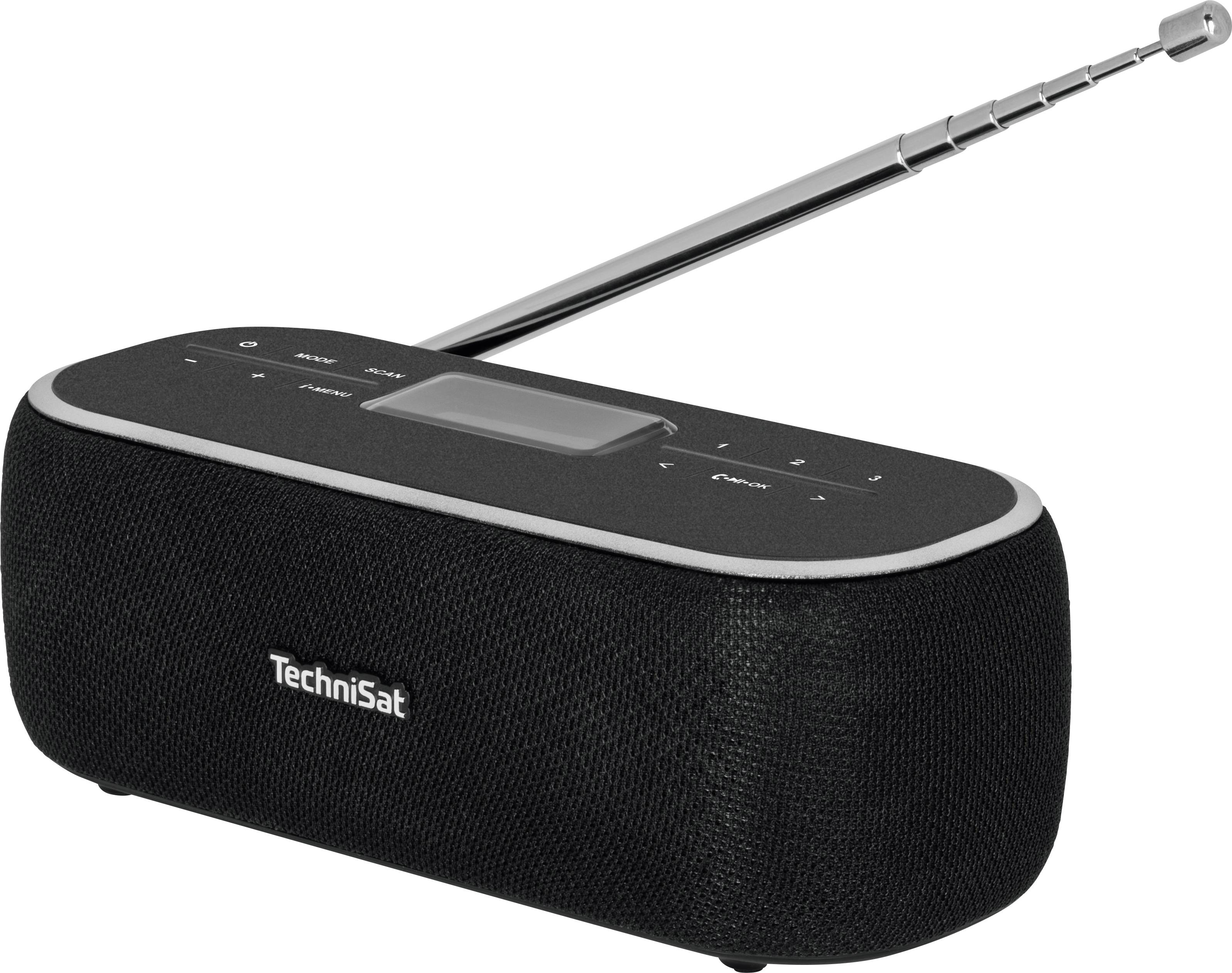 A portable radio by TechniSat with an extendable antenna, suitable for radio reception on the go or at home.