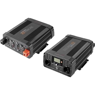 Two black voltage transformers with fans and connection terminals. The front one has a display and control elements.