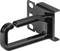 Black plastic mounting bracket with a rectangular base and hook that can be attached to a wall or surface.