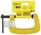 A yellow Stanley G-clamp, suitable for workpieces up to 75 mm (3 inches). Packaging with product information on top.