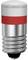 A red signal lamp in the shape of a light bulb with a metal base, often used for indicator purposes on devices or machinery.
