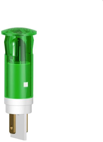 A green plug adaptor with a plastic casing and metal pins, used for connecting electrical devices to a power socket.