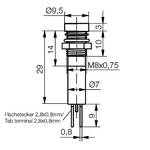 LED-signal lamp Ø8mm IP67Internal reflector head cylindrical