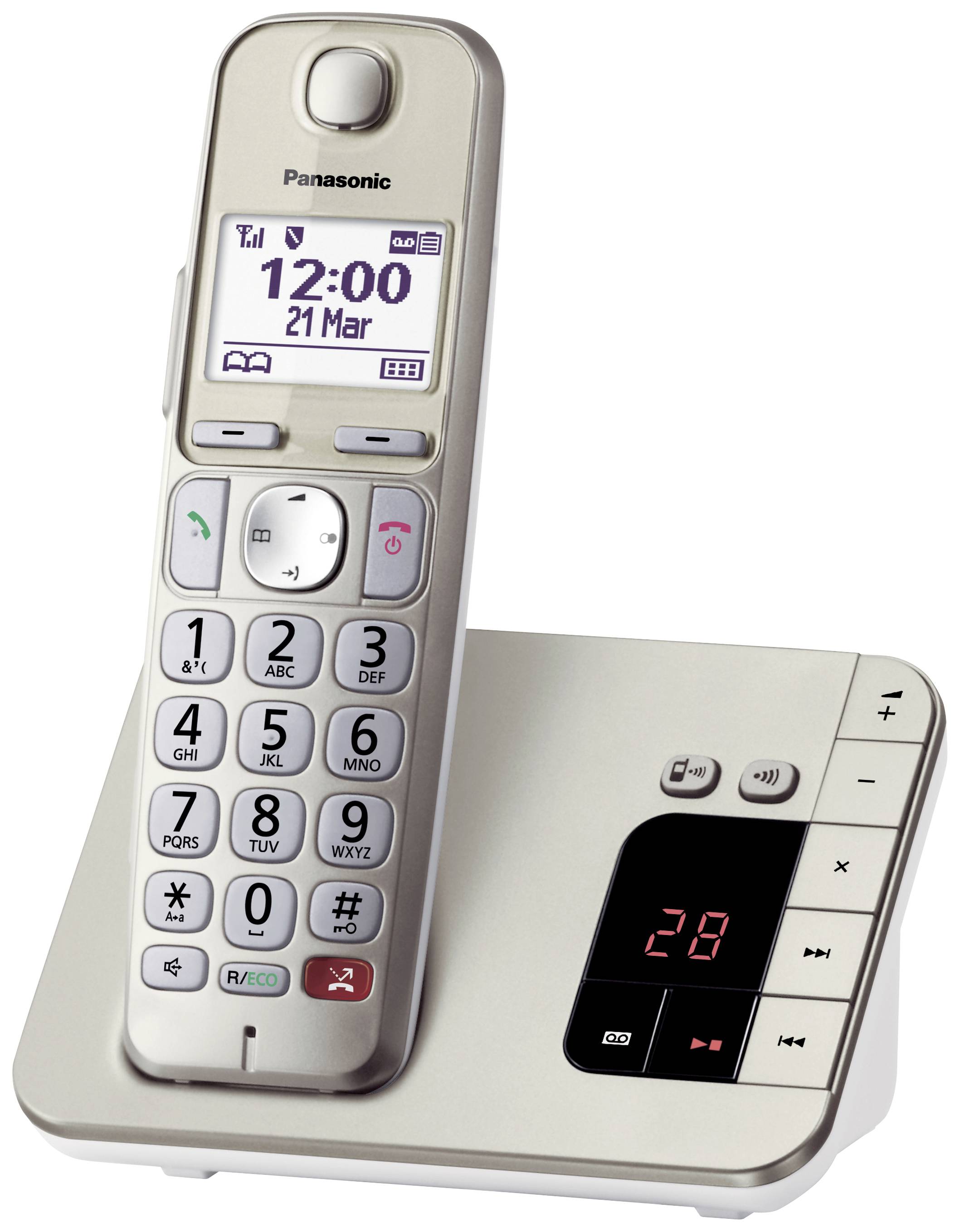Panasonic KX-TGE260GN DECT/GAP Cordless analogue Answerphone, Baby monitor, Hands-free, Hearing aid compatibility, base Champagne, Gold