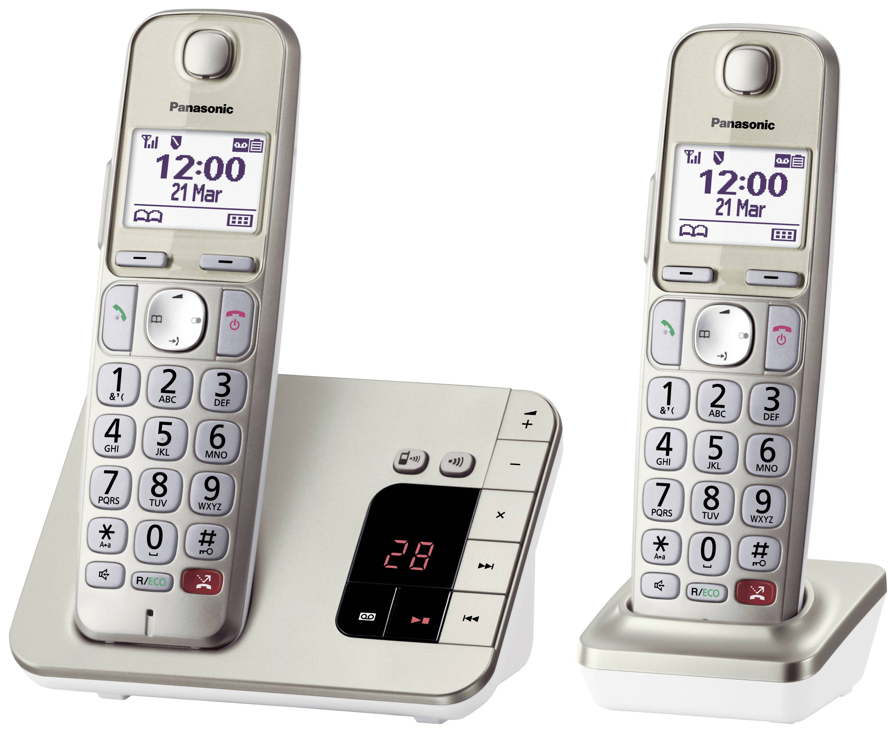 Panasonic KX-TGE262GN DECT/GAP Corded analogue Answerphone, Hands-free, Hearing aid compatibility, Baby monitor, incl. handset, base Champagne, Gold