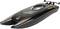 A black model speedboat with 'Super Speed' written on its side and orange stripes. It has a modern, aerodynamic design.