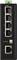 A black network switch with five Ethernet ports, numbered from 1 to 5, and a power LED indicator. 'Link/Act' is displayed at the top.