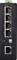 A black network switch with five Ethernet ports, numbered from 1 to 5. Each port has an indicator with yellow and green LEDs.